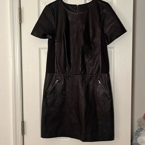 EUC Black Leather Shift Dress by Halogen